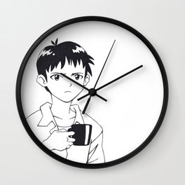 SHINJI 02 Wall Clock | Manga, Graphite, Nge, Black and White, Mug, Asuka, Evangelion, Eva, Illustration, Anime 