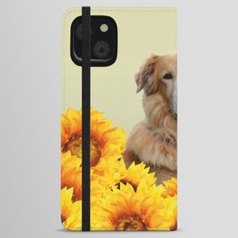 Golden Retriever Sunflower Field iPhone Wallet Case