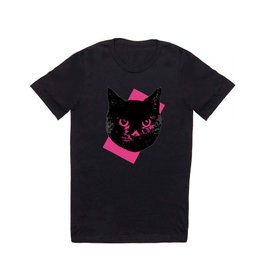 Black Cat, Color Block Pink T Shirt