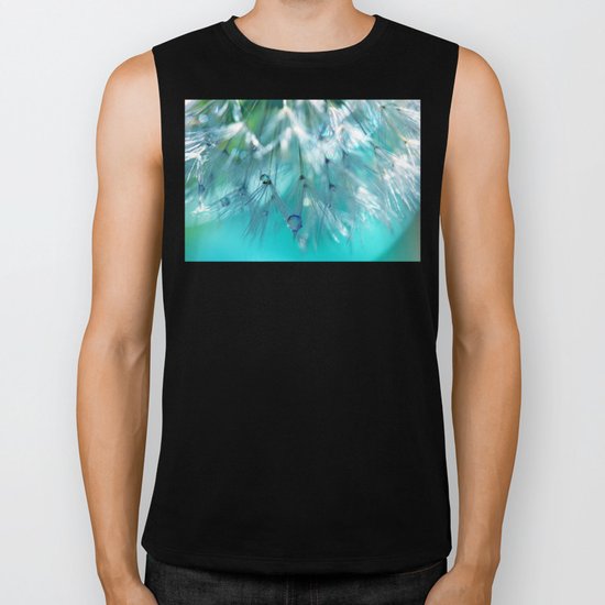 Turquoise Dandelion Macro Biker Tank