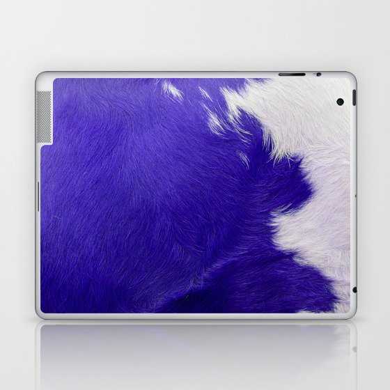 Blue Cowhide, Cow Skin Print Pattern Modern Cowhide Faux Leather Laptop & iPad Skin