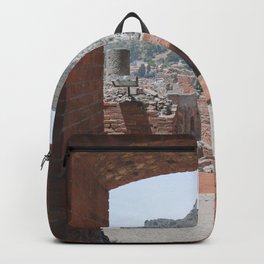 Gladiators view | travel photography ancient theatre Italy Taormina vintage Backpack