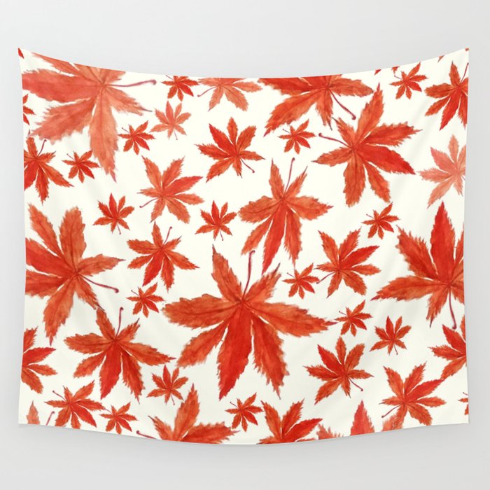 red maple leaves pattern Wall Tapestry