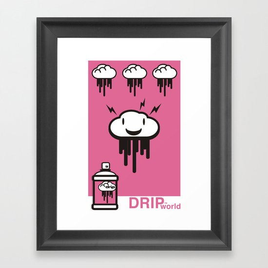 Drip World Pink Framed Art Print