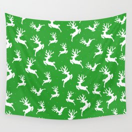 Happy Holidays Winter Green Deer Collection Wall Tapestry