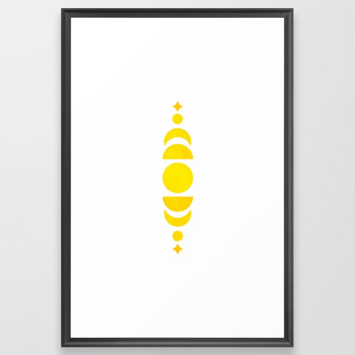 yellow boho moon phase Framed Art Print