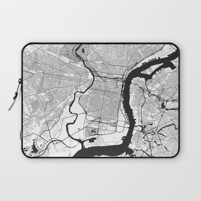 Philadelphia Map Gray Laptop Sleeve