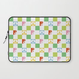 Checkered Peace Symbol & Yin Yang Pattern \\ Funky Multicolor Laptop Sleeve