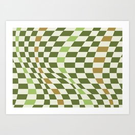 Sage green beige warp checked Art Print