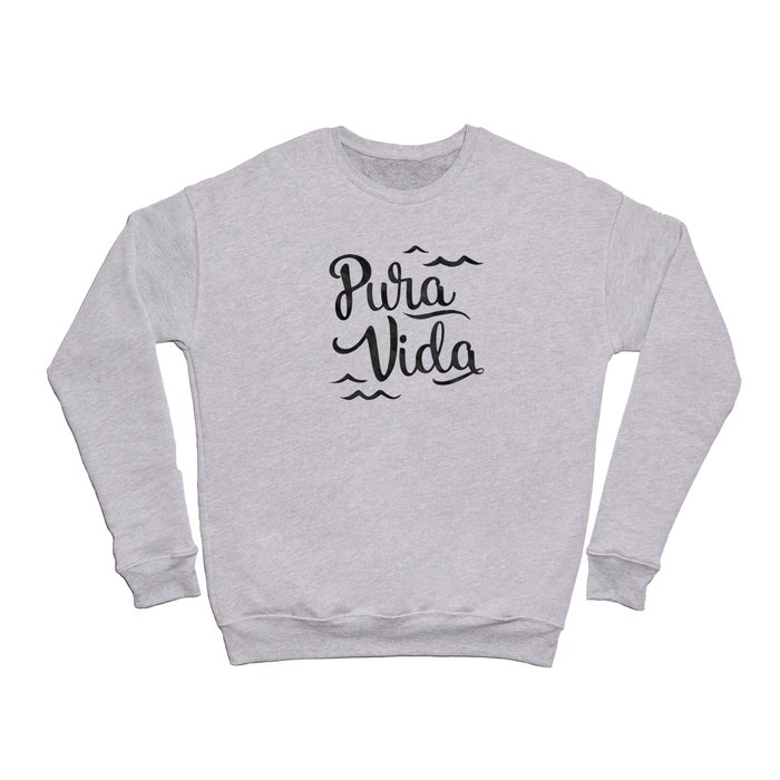 Pura Vida Costa Rica Waves in Black Crewneck Sweatshirt