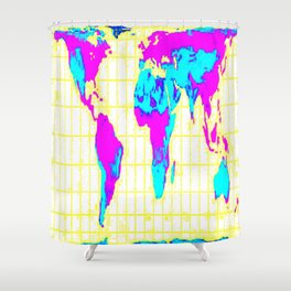 World Map: Gall Peters Colorful Shower Curtain