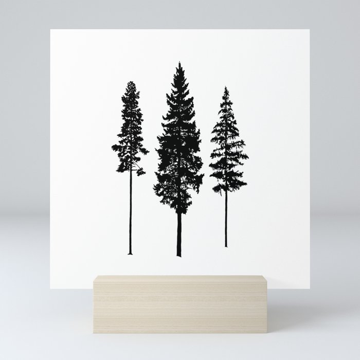 Minimalist Skinny Pine Trees Mini Art Print