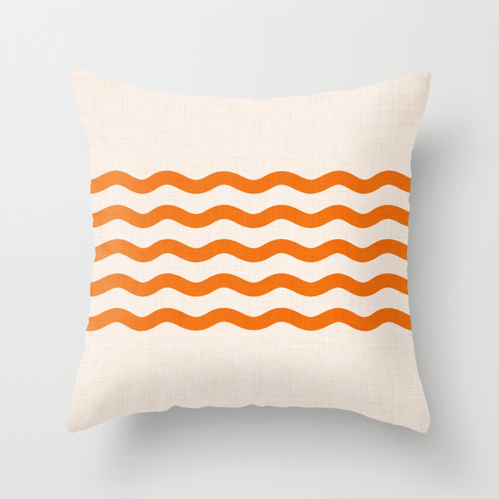 Coastal Orange / Modern Waves Series Throw Pillow