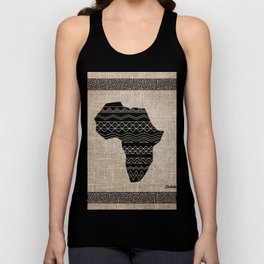 Map of Africa in Black on Beige, Ethnic Heritage, Cultural by Saletta Home Decor Tank Top