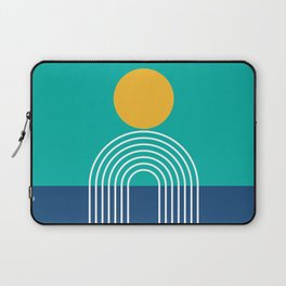 Geometric Lines in Blue Teal Yellow (Sun and Rainbow abstraction) Laptop Sleeve
