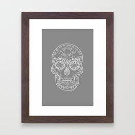 Grey Sugar Skull Framed Art Print