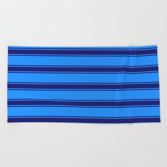 Blue and Midnight Blue Colored Lined/Striped Pattern Beach Towel