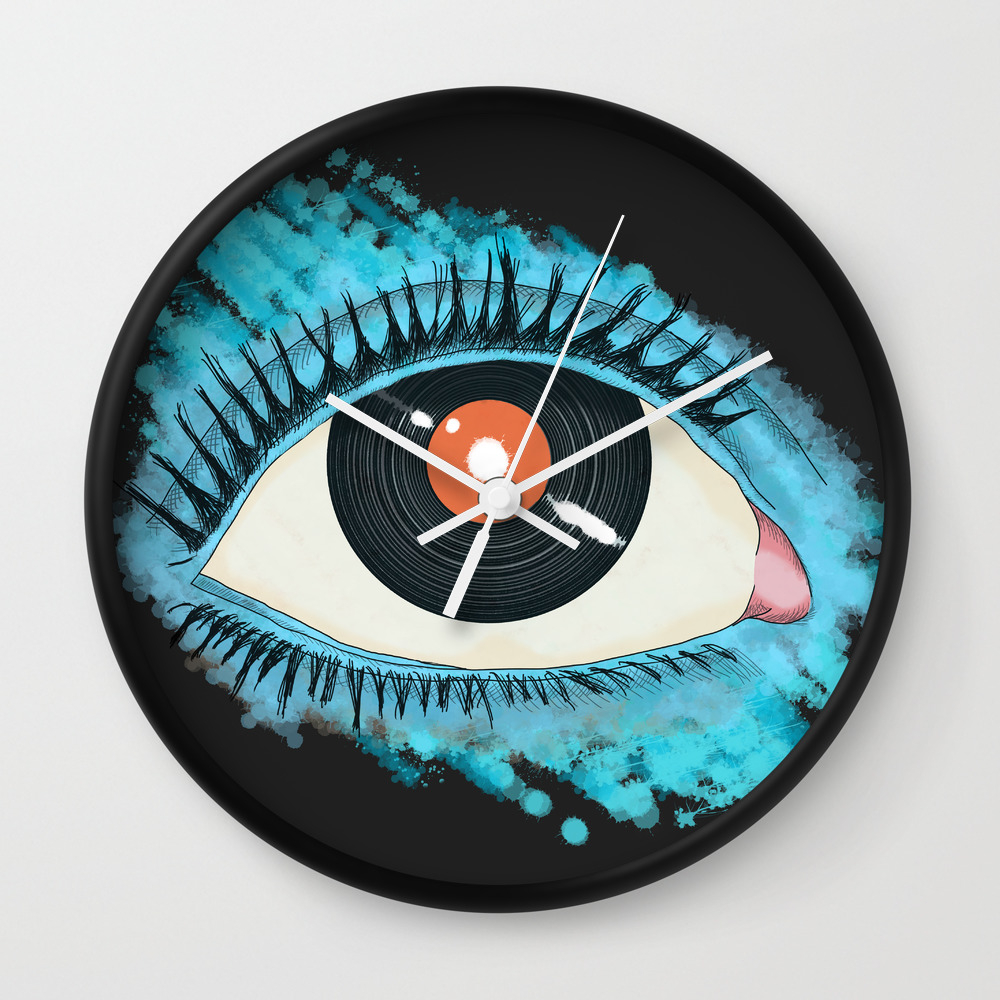 Musical Vision Eye Illustration With Vinyl Record For Pupil Wall Clock By Cesarpadilla Society6