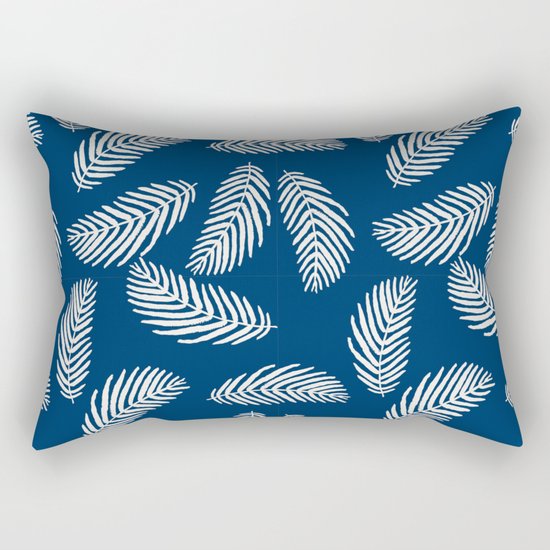 Palm trees navy tropical minimal ocean seaside socal beach life pattern Rectangular Pillow