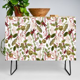 Merry Christmas - Winter Watercolor Pattern Credenza