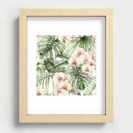 Exotic Orchid Jungle Leaves Recessed Framed Print