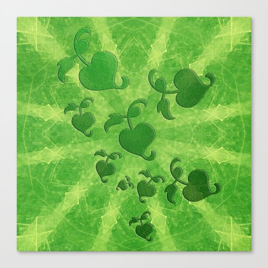 Vine leaves on green kaleidoscope Canvas Print