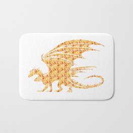 Dragon Silhouette Filled with Fiery Flames with Fiery Flames Bath Mat