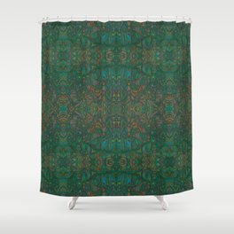 Copper Green Verdigris Abstract Watercolor Shower Curtain