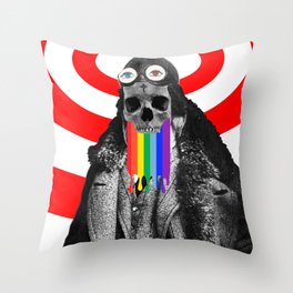 Rainbow Skull Pilot Throw Pillow