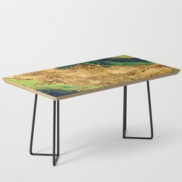 Jade Green and Bronze Gold Abstract Coffee Table