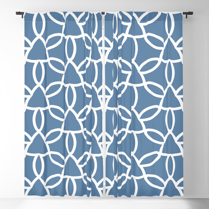 Blue and White Tessellation Line Pattern 32 - Diamond Vogel 2022 Color of the Year Zenith 0647 Blackout Curtain