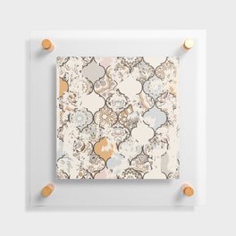 Seamless vintage pattern with an effect of attrition. Patchwork tiles. Hand drawn seamless abstract pattern from tiles. Azulejos tiles patchwork. Portuguese and Spain decor.  Floating Acrylic Print