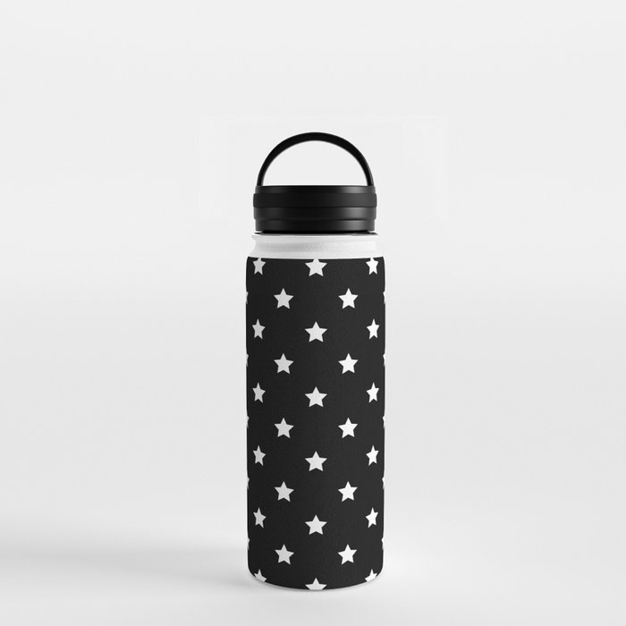 Black and White Stars Pattern Water Bottle