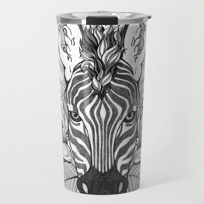 Zebra & Jungle Leaves Travel Mug