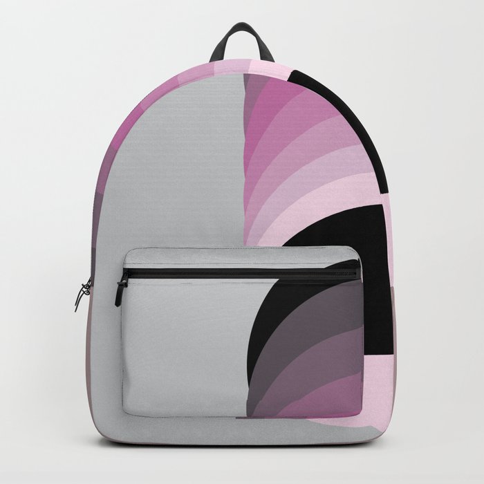 gray and black pink backpack