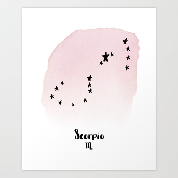 Scorpio Star Sign Constellation Astrology Horoscope Zodiac Pink Scorpio Star Sign Constellation Astrology Horoscope Zodiac Pink Watercolor Art Print