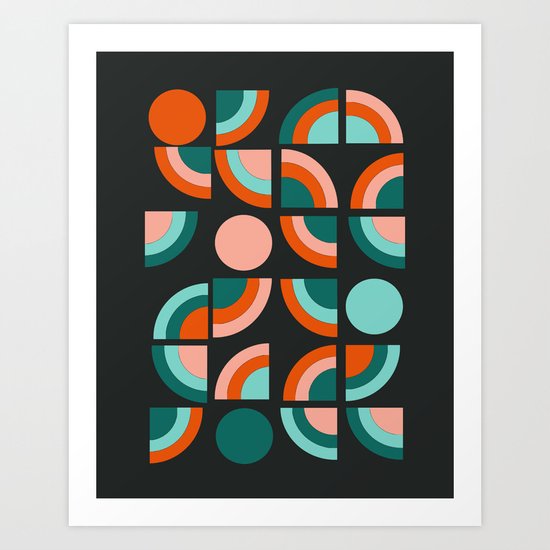 Spiffy - 70's retro throwback minimal geometric trendy colors art 1970s Art Print