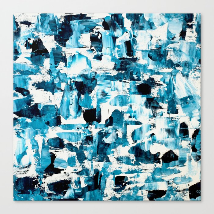 Navy Blue Ombre Abstract Original Acrylic Brushstrokes Paint