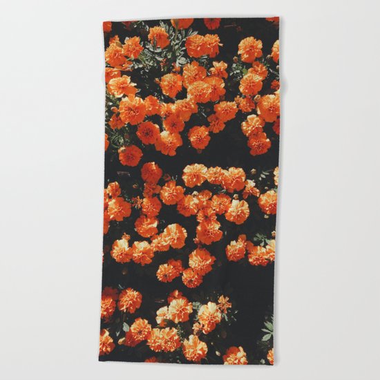 Orange Flowers Everywhere Beach Towel