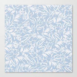 White leaves on blue pattern Canvas Print