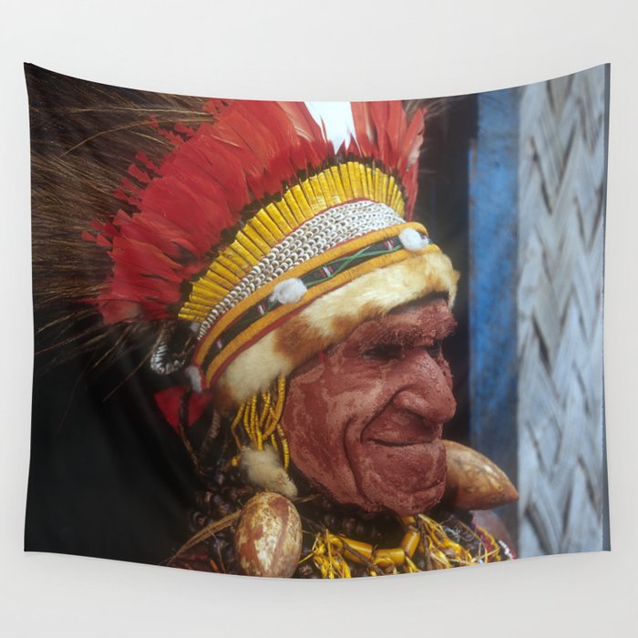 Papua New Guinea Elder Chief Breathtaking Fine Art Photo Wall Tapestry