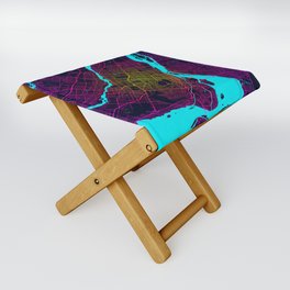 Montreal City Map of Canada - Neon Folding Stool