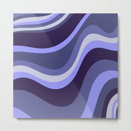 Retro Waves Abstract Pattern in Deep Periwinkle Purple Tones Metal Print