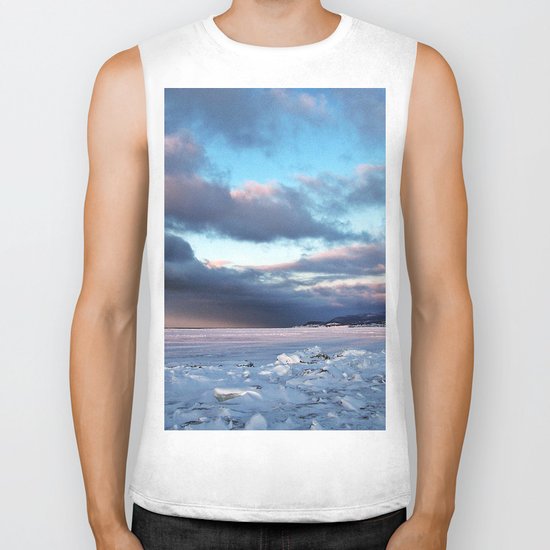 Storm Cloud Across Frozen Bay Biker Tank