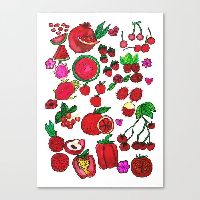 Red Fruits Drawing Canvas Print By Shashirahandmaker Society6