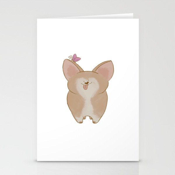 Tiny Happy Corgi Dog Stationery Cards