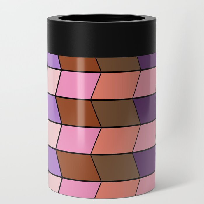 Geometric Op Art in Purple Can Cooler