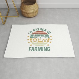 I'd rather be farming  TShirt Retro Shirt Vintage Gift Idea  Rug