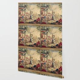 Antique 18th Century Chinoiserie French Tapestry Francois Boucher Wallpaper