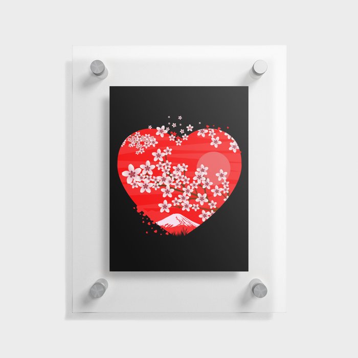 Cherry Blossom Heart Floating Acrylic Print